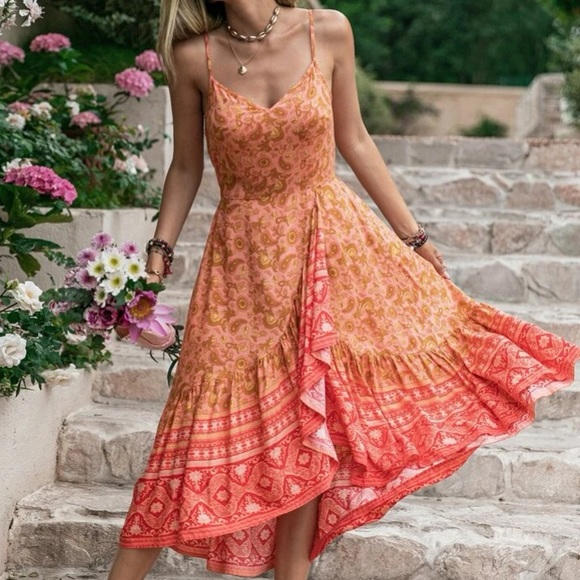 Boho floral paisley print wrap cami dress - Picture 1 of 6